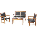  - 4 Pieces Outdoor Patio Rattan Furniture Sofa Set with Acacia Wood Frame - Outdoor Style Company