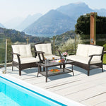  - 4 Pieces Outdoor Rattan Conversation Set with Protective Cover - Outdoor Style Company