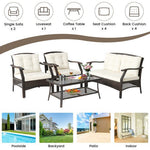  - 4 Pieces Outdoor Rattan Conversation Set with Protective Cover - Outdoor Style Company