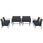  - 4 Pieces Outdoor Rattan Conversation Set with Tempered Glass Coffee Table - Outdoor Style Company