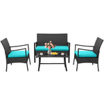  - 4 Pieces Outdoor Rattan Conversation Set with Tempered Glass Coffee Table - Outdoor Style Company