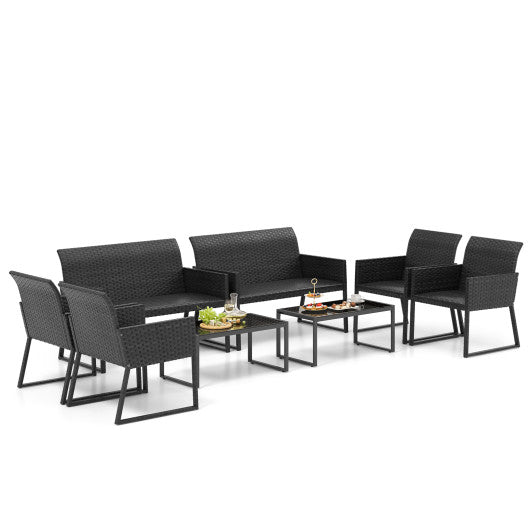  - 4 Pieces Outdoor Wicker Patio Furniture Set with Quick Dry Foam All Weather for Backyard - Outdoor Style Company