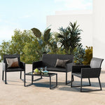  - 4 Pieces Outdoor Wicker Patio Furniture Set with Quick Dry Foam All Weather for Backyard - Outdoor Style Company