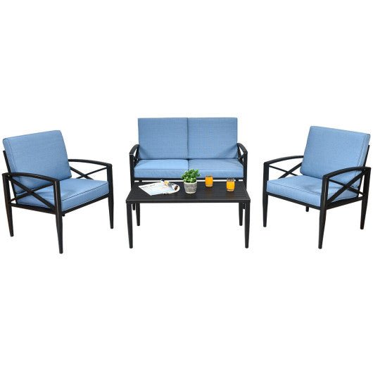  - 4 Pieces Patio Furniture Set Aluminum Frame Cushioned Sofa - Outdoor Style Company