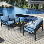  - 4 Pieces Patio Furniture Set Aluminum Frame Cushioned Sofa - Outdoor Style Company