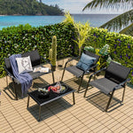  - 4 Pieces Patio Furniture Set with Armrest Loveseat Sofas and Glass Table Deck - Outdoor Style Company