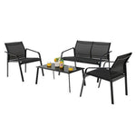  - 4 Pieces Patio Furniture Set with Armrest Loveseat Sofas and Glass Table Deck - Outdoor Style Company