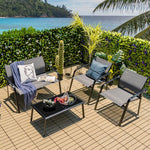  - 4 Pieces Patio Furniture Set with Armrest Loveseat Sofas and Glass Table Deck - Outdoor Style Company