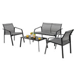  - 4 Pieces Patio Furniture Set with Armrest Loveseat Sofas and Glass Table Deck - Outdoor Style Company