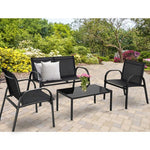  - 4 Pieces Patio Furniture Set with Glass Top Coffee Table - Outdoor Style Company