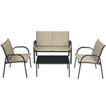  - 4 Pieces Patio Furniture Set with Glass Top Coffee Table - Outdoor Style Company