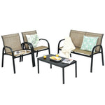  - 4 Pieces Patio Furniture Set with Glass Top Coffee Table - Outdoor Style Company