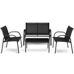  - 4 Pieces Patio Furniture Set with Glass Top Coffee Table - Outdoor Style Company