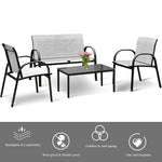  - 4 Pieces Patio Furniture Set with Glass Top Coffee Table - Outdoor Style Company