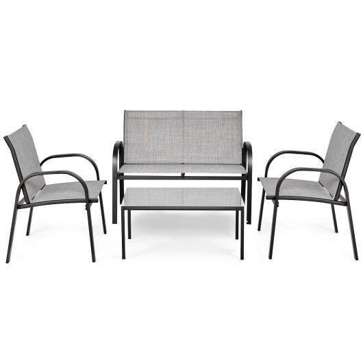  - 4 Pieces Patio Furniture Set with Glass Top Coffee Table - Outdoor Style Company