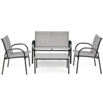  - 4 Pieces Patio Furniture Set with Glass Top Coffee Table - Outdoor Style Company