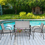  - 4 Pieces Patio Furniture Set with Glass Top Coffee Table - Outdoor Style Company