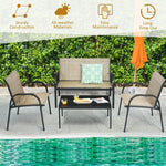  - 4 Pieces Patio Furniture Set with Glass Top Coffee Table - Outdoor Style Company