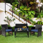  - 4 Pieces Patio Rattan Cushioned Furniture Set - Outdoor Style Company