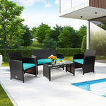  - 4 Pieces Patio Rattan Cushioned Furniture Set - Outdoor Style Company