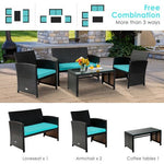  - 4 Pieces Patio Rattan Cushioned Furniture Set - Outdoor Style Company