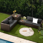  - 4 Pieces Patio Rattan Cushioned Furniture Set with Armrest and Storage Box - Outdoor Style Company