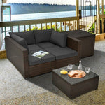  - 4 Pieces Patio Rattan Cushioned Furniture Set with Armrest and Storage Box - Outdoor Style Company