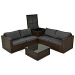  - 4 Pieces Patio Rattan Cushioned Furniture Set with Armrest and Storage Box - Outdoor Style Company