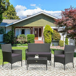  - 4 Pieces Patio Rattan Cushioned Sofa Set with Tempered Glass Coffee Table - Outdoor Style Company