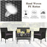  - 4 Pieces Patio Rattan Cushioned Sofa Set with Tempered Glass Coffee Table - Outdoor Style Company