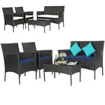  - 4 Pieces Patio Rattan Cushioned Sofa Set with Tempered Glass Coffee Table - Outdoor Style Company