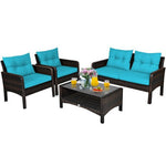  - 4 Pieces Patio Rattan Free Combination Sofa Set with Cushion and Coffee Table - Outdoor Style Company