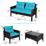  - 4 Pieces Patio Rattan Free Combination Sofa Set with Cushion and Coffee Table - Outdoor Style Company