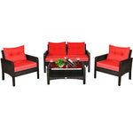  - 4 Pieces Patio Rattan Free Combination Sofa Set with Cushion and Coffee Table - Outdoor Style Company