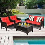  - 4 Pieces Patio Rattan Free Combination Sofa Set with Cushion and Coffee Table - Outdoor Style Company