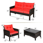  - 4 Pieces Patio Rattan Free Combination Sofa Set with Cushion and Coffee Table - Outdoor Style Company