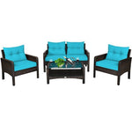  - 4 Pieces Patio Rattan Free Combination Sofa Set with Cushion and Coffee Table - Outdoor Style Company