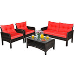  - 4 Pieces Patio Rattan Free Combination Sofa Set with Cushion and Coffee Table - Outdoor Style Company