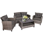  - 4 Pieces Patio Rattan Furniture Set Coffee Table Cushioned Sofa - Outdoor Style Company