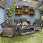  - 4 Pieces Patio Rattan Furniture Set Coffee Table Cushioned Sofa - Outdoor Style Company