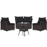  - 4 Pieces Patio Rattan Furniture Set Cushioned Sofa Glass Table - Outdoor Style Company