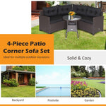  - 4 Pieces Patio Rattan Furniture Set Cushioned Sofa Glass Table - Outdoor Style Company