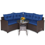  - 4 Pieces Patio Rattan Furniture Set Cushioned Sofa Glass Table - Outdoor Style Company