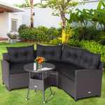  - 4 Pieces Patio Rattan Furniture Set Cushioned Sofa Glass Table - Outdoor Style Company