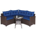  - 4 Pieces Patio Rattan Furniture Set Cushioned Sofa Glass Table - Outdoor Style Company