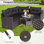  - 4 Pieces Patio Rattan Furniture Set Cushioned Sofa Glass Table - Outdoor Style Company