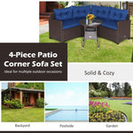  - 4 Pieces Patio Rattan Furniture Set Cushioned Sofa Glass Table - Outdoor Style Company