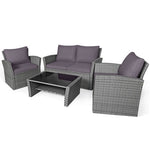  - 4 Pieces Patio Rattan Furniture Set Sofa Table with Storage Shelf Cushion - Outdoor Style Company