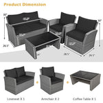  - 4 Pieces Patio Rattan Furniture Set Sofa Table with Storage Shelf Cushion - Outdoor Style Company