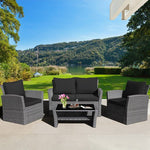  - 4 Pieces Patio Rattan Furniture Set Sofa Table with Storage Shelf Cushion - Outdoor Style Company